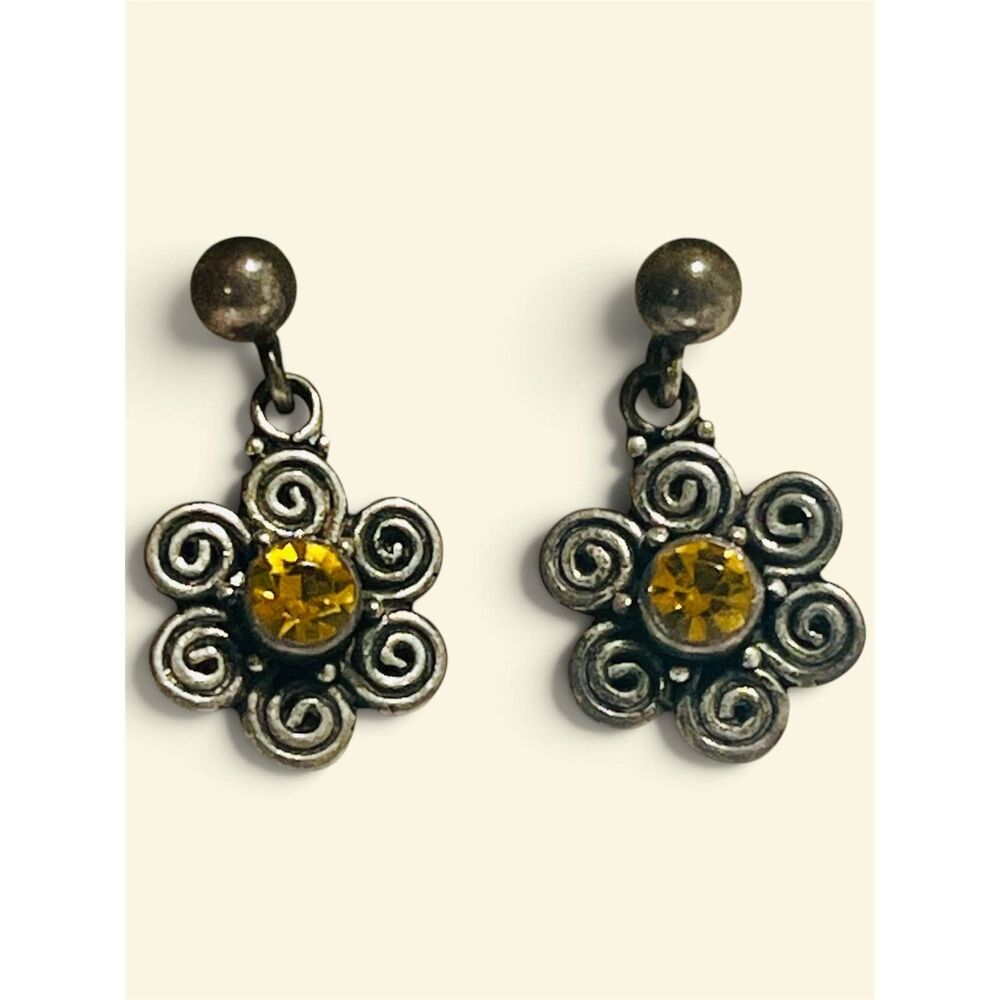 Kara 90s Vintage Sterling Silver Flower Drop Earrings Amber Nordstrom Whimsigoth